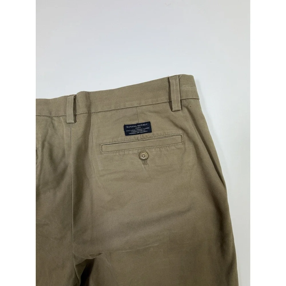 Banana Republic Aiden Chino Pants Mens 33x34 Beige Straight Leg Casual Cotton